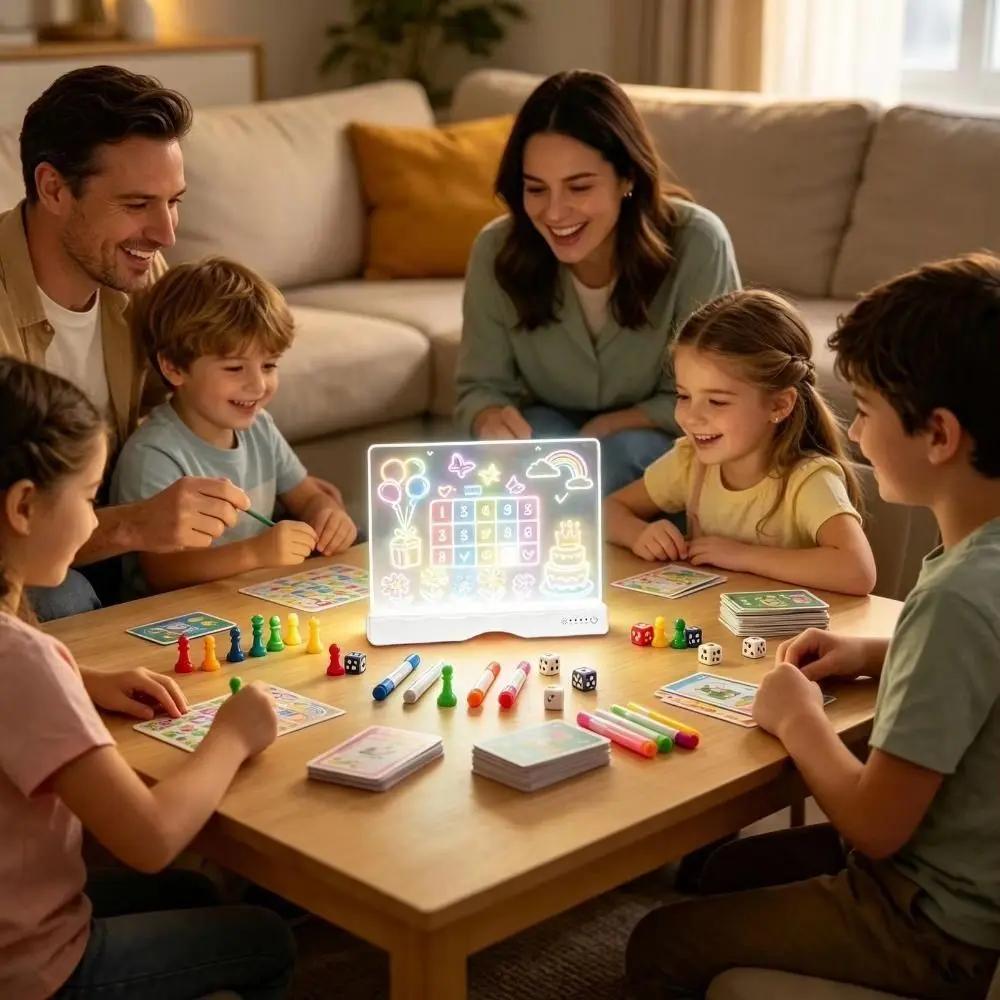 Rechargeable LED Light Drawing Board Acrylic Panel Erasable Glow Sketch Pad Touch Control Smooth Surface