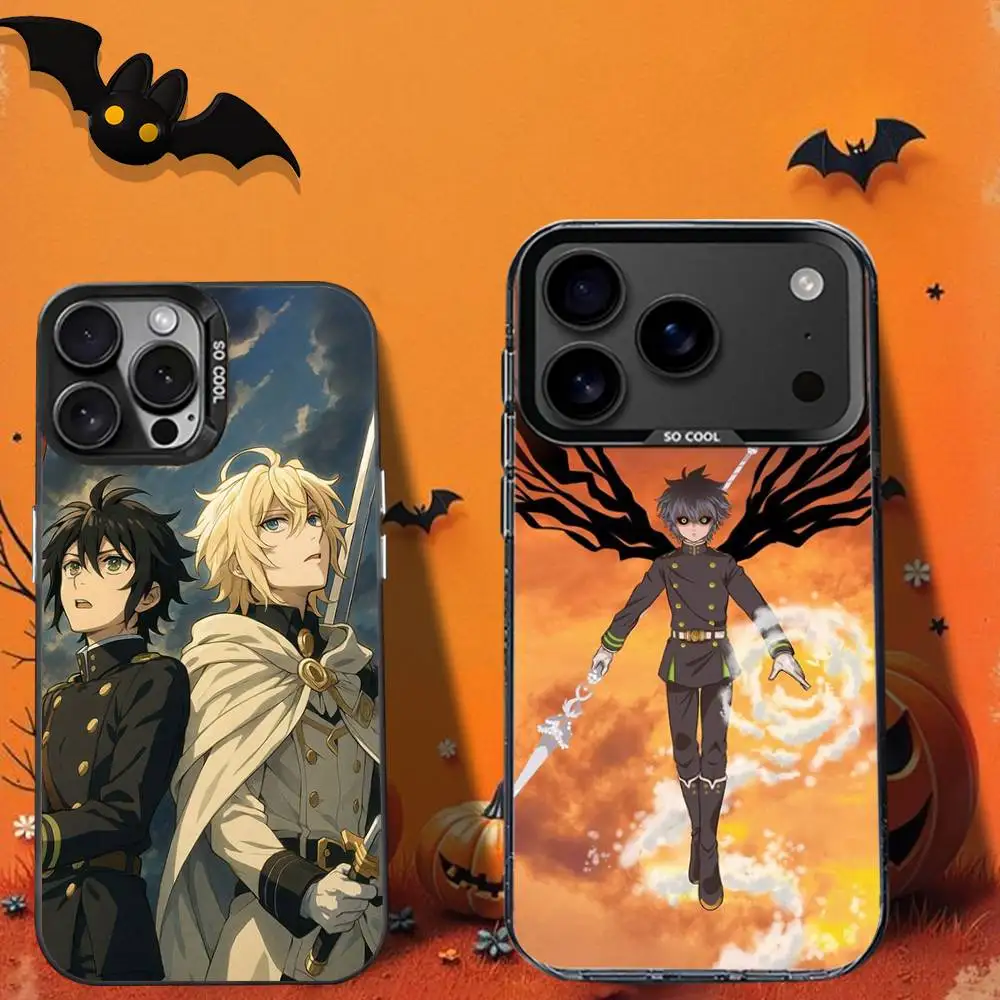 

O-Owari no SeraphS Phone Case For iPhone 16,12,13,17,15,1,11,Mini,Pro,SE,XS,MAX,Black Matte Silicone Cover