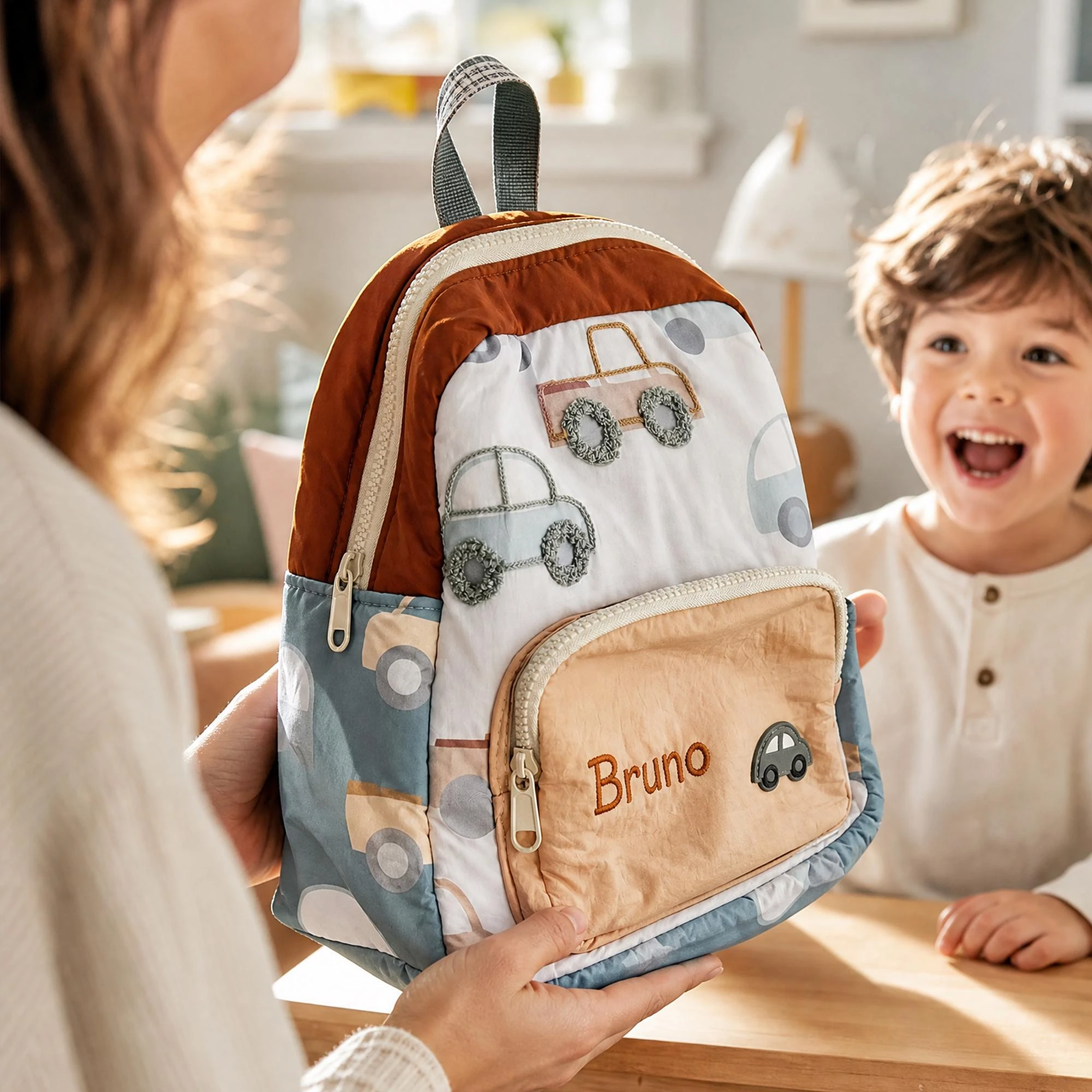 Customized Name Preschool Book Bag Personalized Toddler Car Backpack First Day of School Gift Daycare Backpack for Girls/Boys
