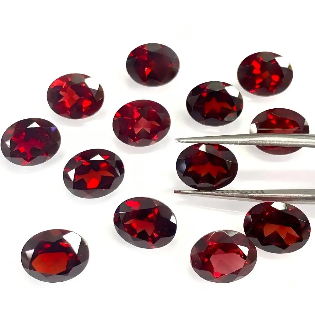 100% Real Natural Red Garnet Oval Cut Egg Shape Gemstone Loose Inlay Gems Diy Material for Jewelry Luxury Stones