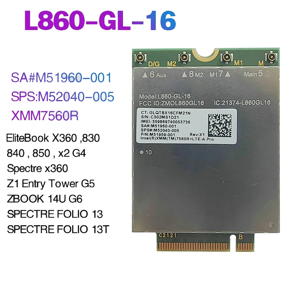 L860-GL-16 LTE Cat16 M.2 Module For EliteBook X360 1040 G5 830 840 850 Elite X2 Spectre 14U 13T Z1 Entry Tower Laptop view 3
