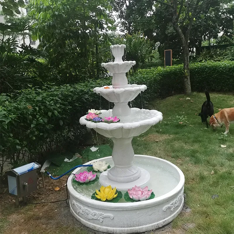 European style three-story wedding fountain courtyard decoration balcony simple flowing water feature wedding check-in wishing p