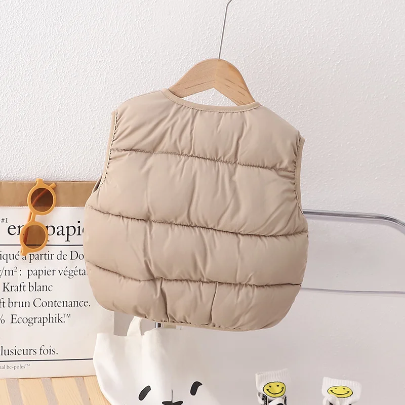 Boys Vest Baby's Kids Waistcoat Down Jacket 2024 Khaki Warm Plus Thicken Winter Autumn Teenagers Windproof Christmas Gift Childr