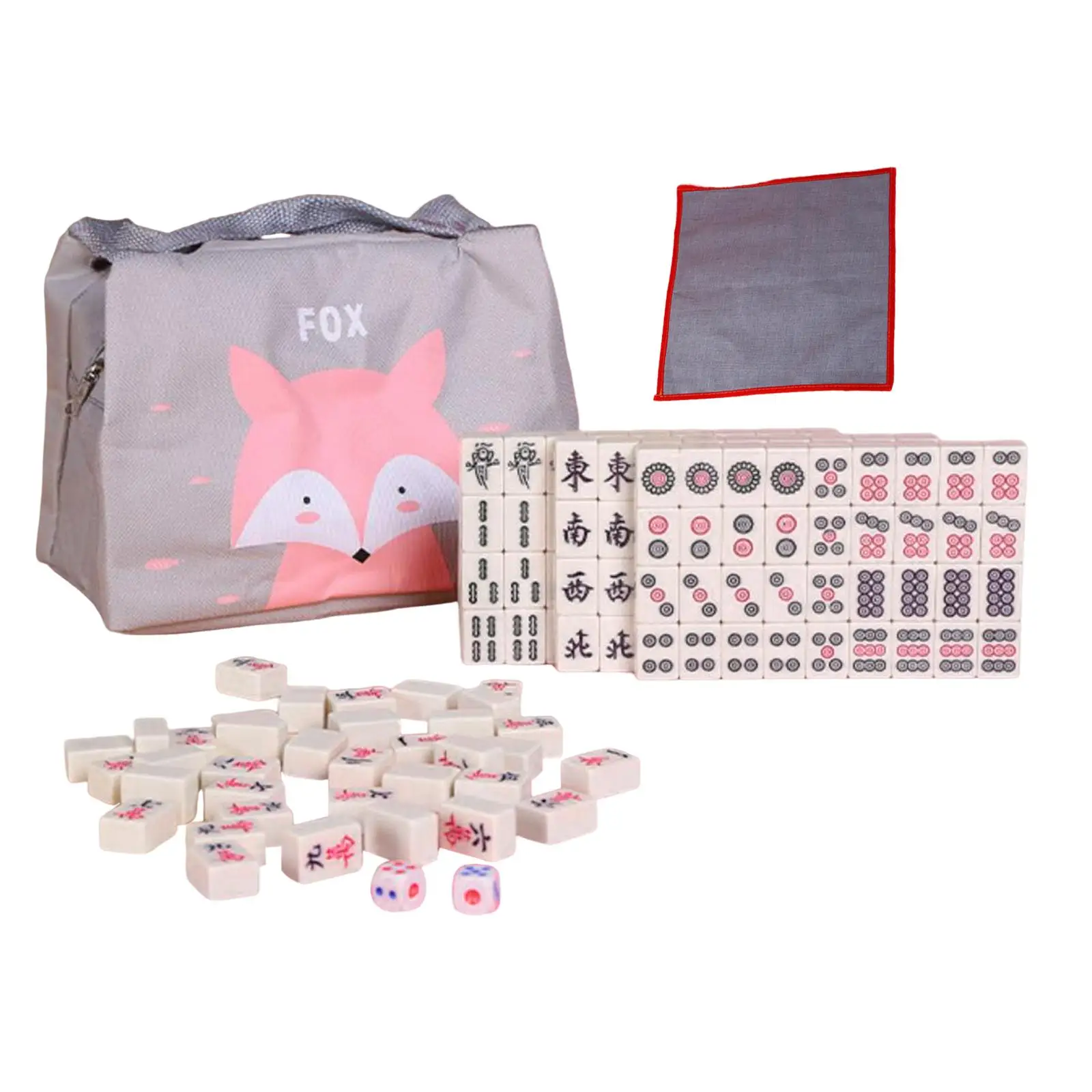 Chinese Mahjong Set with Carrying Travel Case Travel Mahjong Set for Family Party Game Traditional Chinese Mahjong Board Game