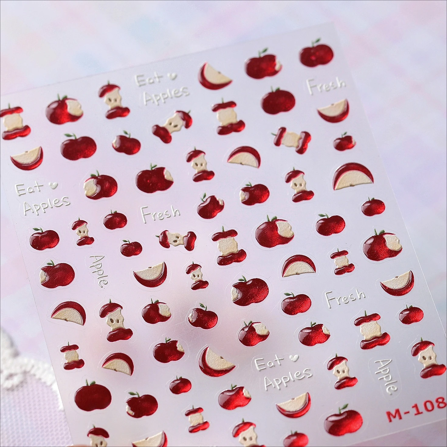 Atraente maçã toothsome corte de frutas geléia limão cereja morango uva pêra auto adesivo arte do prego adesivos manicure decalque