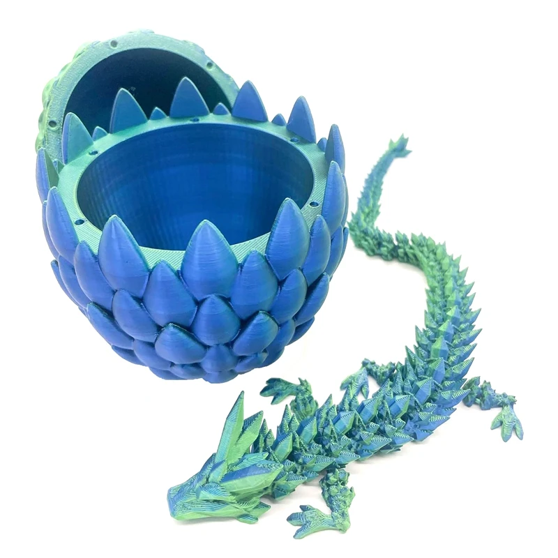 Dragon Egg - Surprise Egg Ornaments With Flexible Pearly-Sheen Dragon, 3D Printed Gift.For Kids,Friend