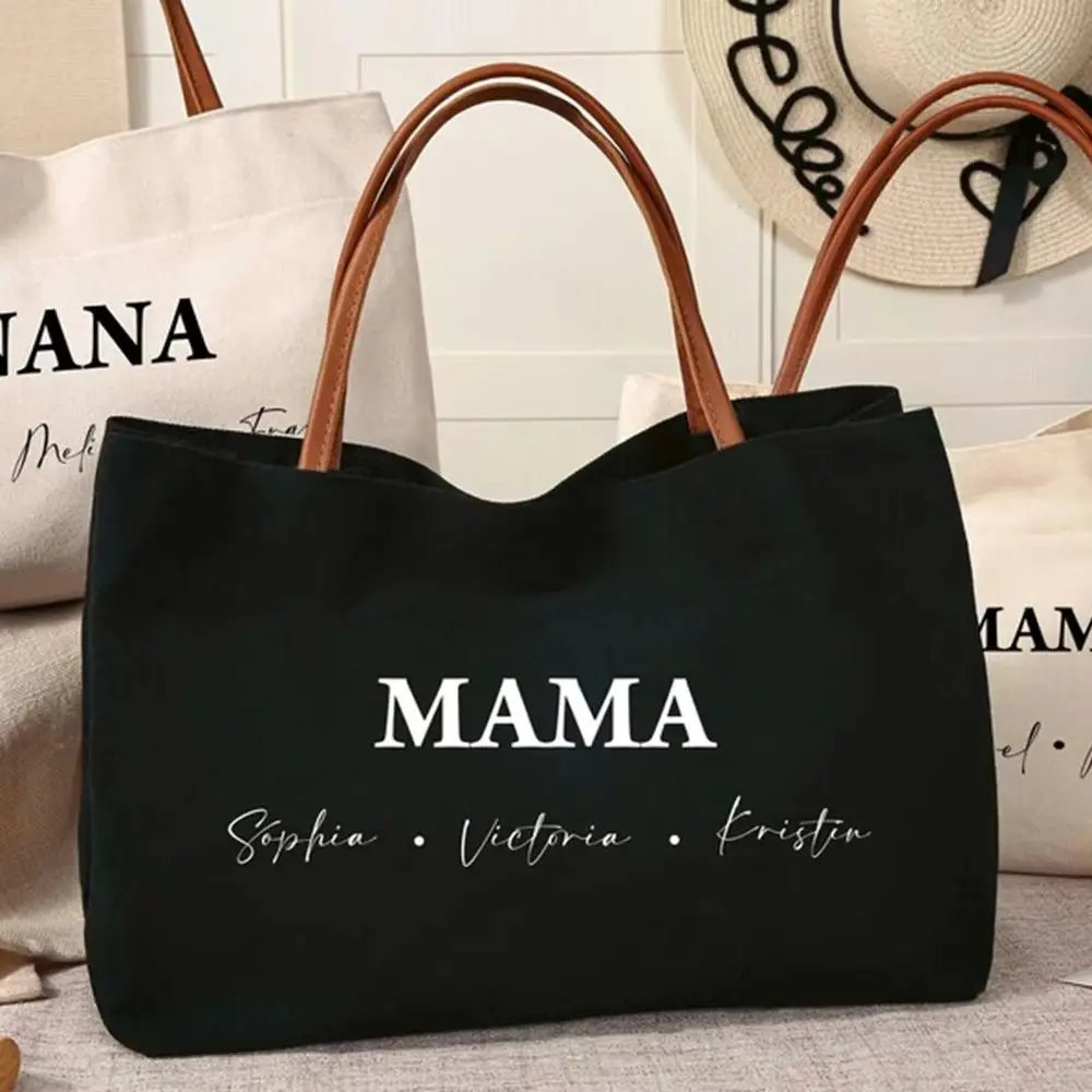 Personalized Grandma Things Tote Bag Minimal Design Nana Things Tote Bag Custom Name Office Ladies Festive Mother's Day Gift