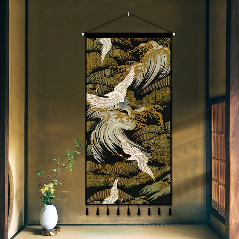 

Crane Anime Poster Hanging Picture Office Entrance Bedroom Wall Tapestry Living Room Background Wall Decoration Home Decor