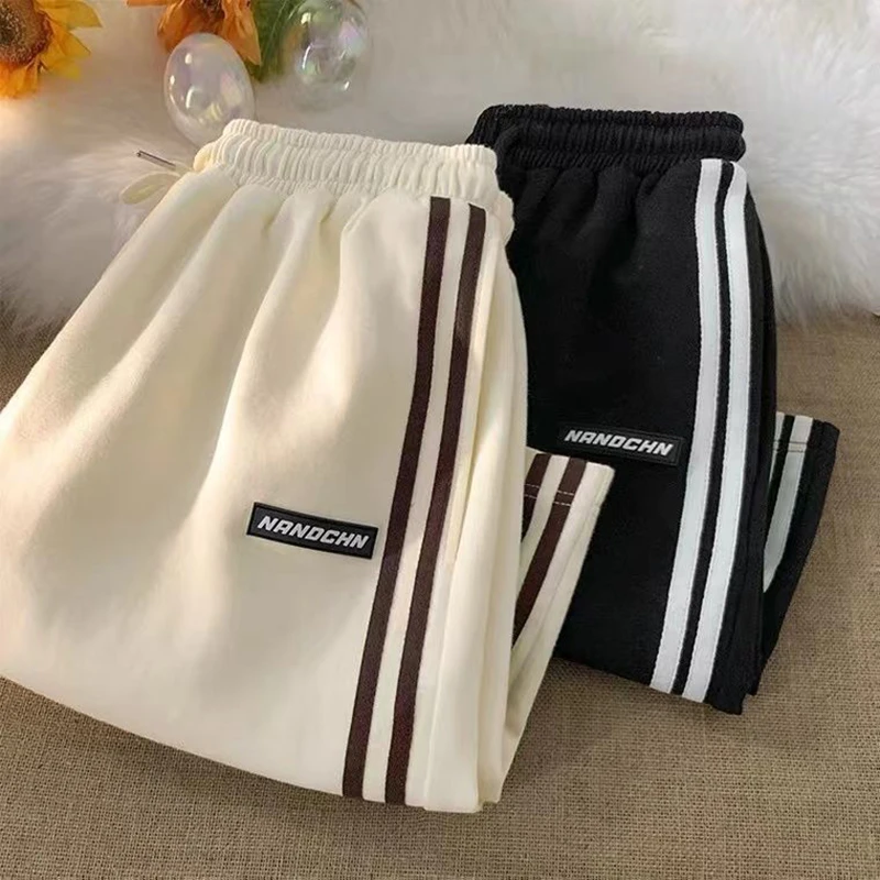 MEXZT Striped Shorts Women Summer Streetwear Loose Wide Leg Shorts Korean Casual Elastic Waist Sports Shorts Bf Couple Oversized