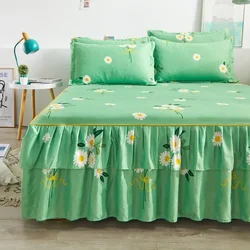 Pastoral Style Bed Cover colchas de cama matrimonial Double Lace Bed Skirt King Bedsheets Skirts (pillowcase need order)