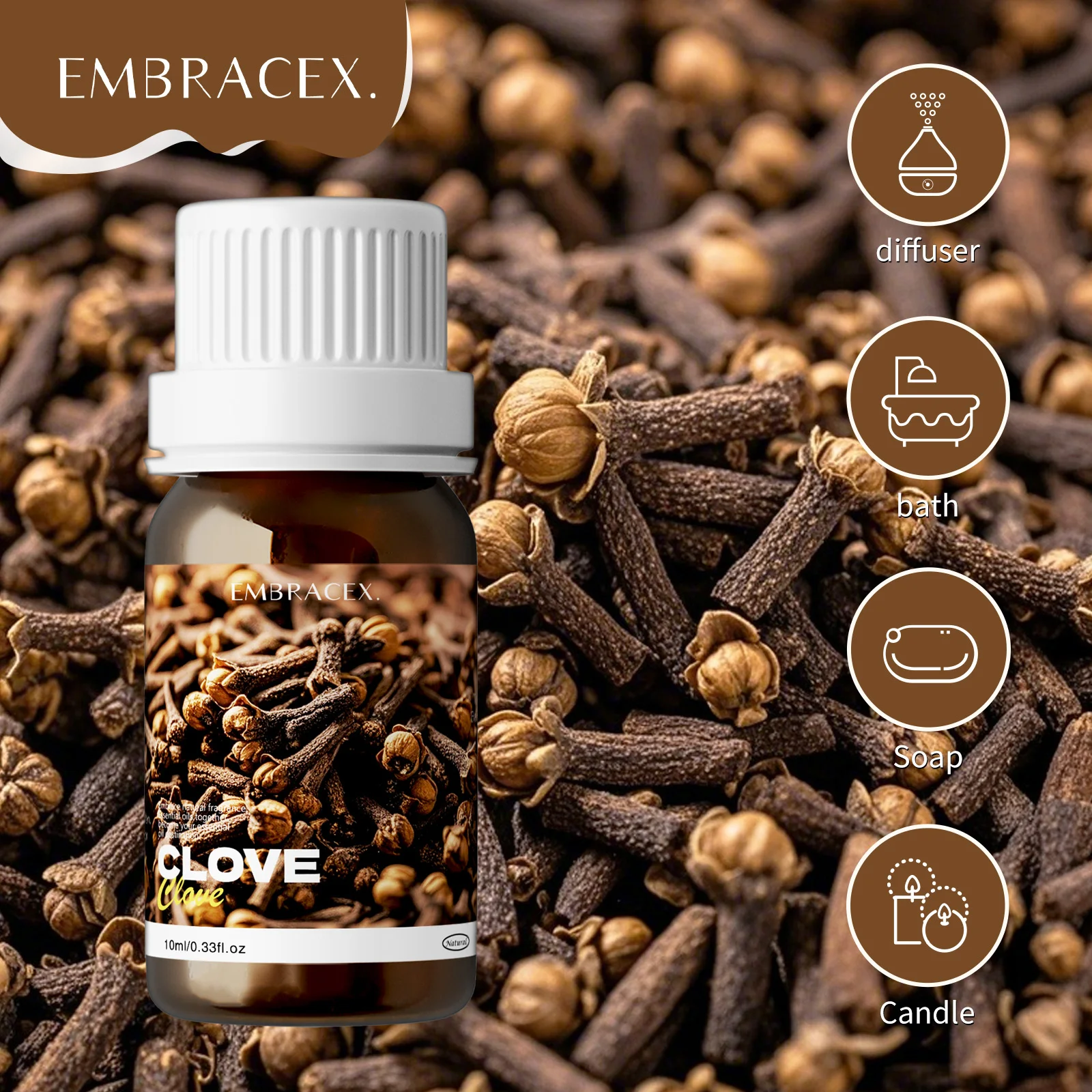 10ml Clove Essential Oil Aroma Oil Pure Essential Oils For Diffuser Humidifier Gift Car Air Freshener Candle Making