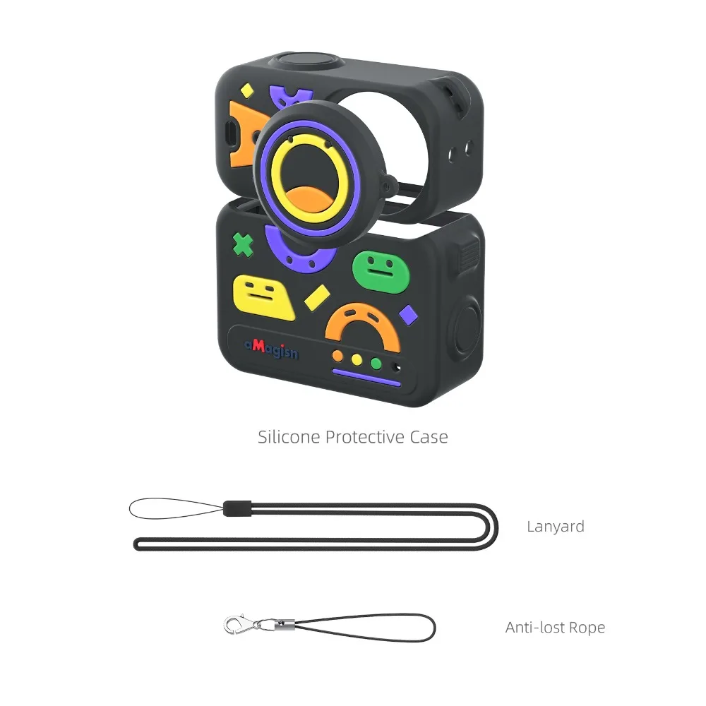 

Silicone Protective Case Coloful Scratch-proof Camera Protector Full Coverage With Anti-lost Rope Body Cover for DJI Osmo Nano