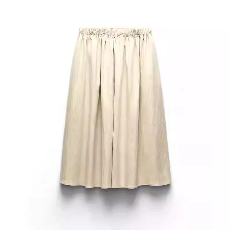 تنورة نسائية صيفية جديدة لعام 2024، فضفاضة وعصرية بخصر مطاطي، تنورة متوسطة الطول متعددة الاستخدامات للارتداء اليومي