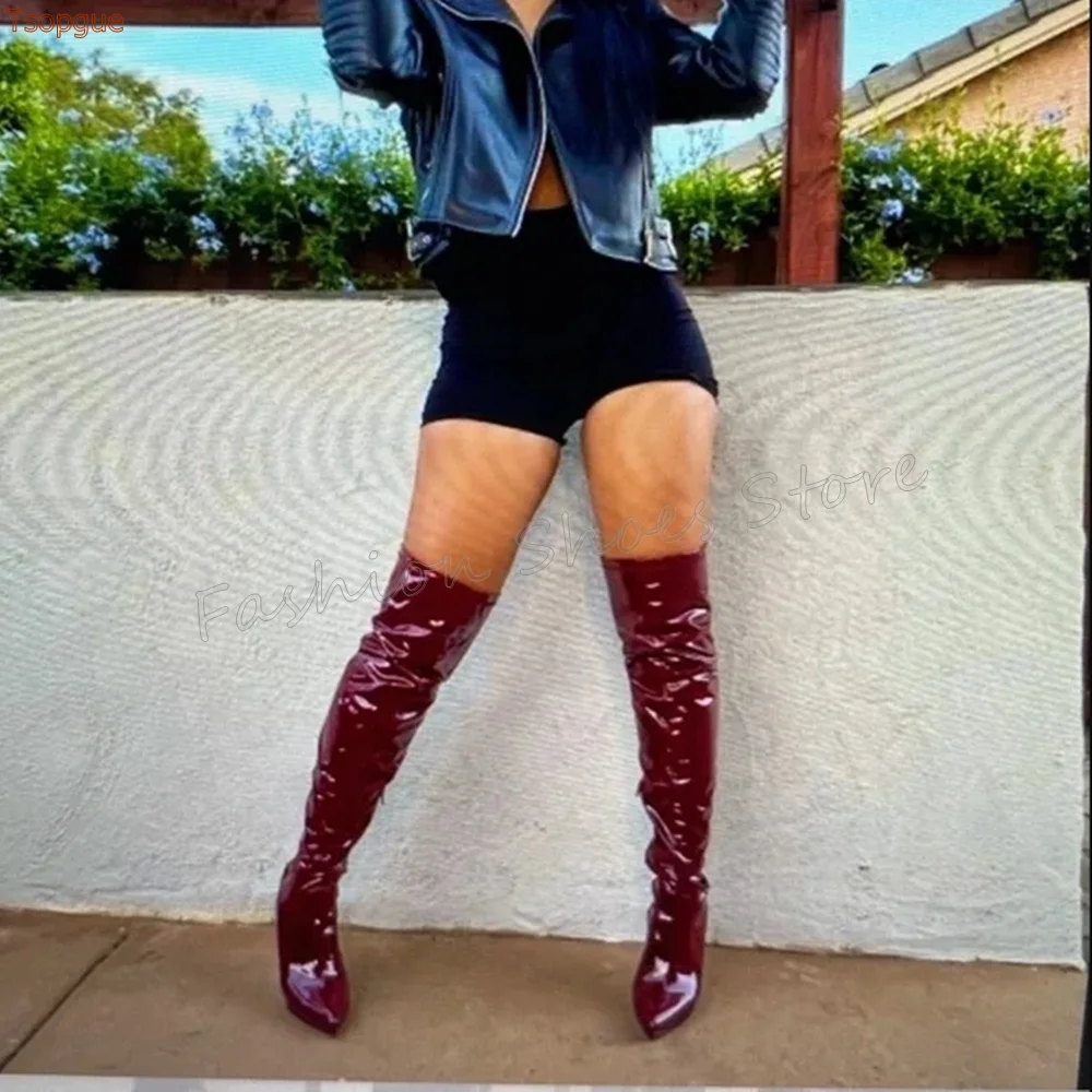 

Claret Side Zipper Pointed Toe Boots Stilettos High Heels High Heel Shoes for Women Fashion Heels 2025 New Zapatos Para Mujere