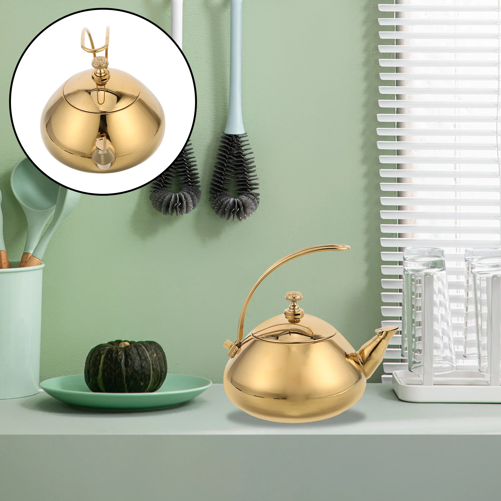 

1,5 л чайник из нержавеющей стали с эргономичной ручкой, индукционный совместимый прецизионный фильтр для домашнего офиса, кухни, чайник, металлический