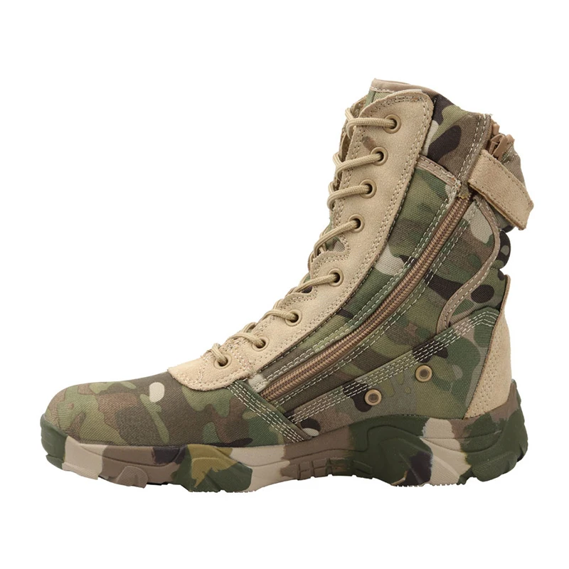 Jungle Camouflage Boots Hunting Hiking Boots Lightweight Camo Hiking Motorcycle Shoes for Men/women with Zipper Breathable