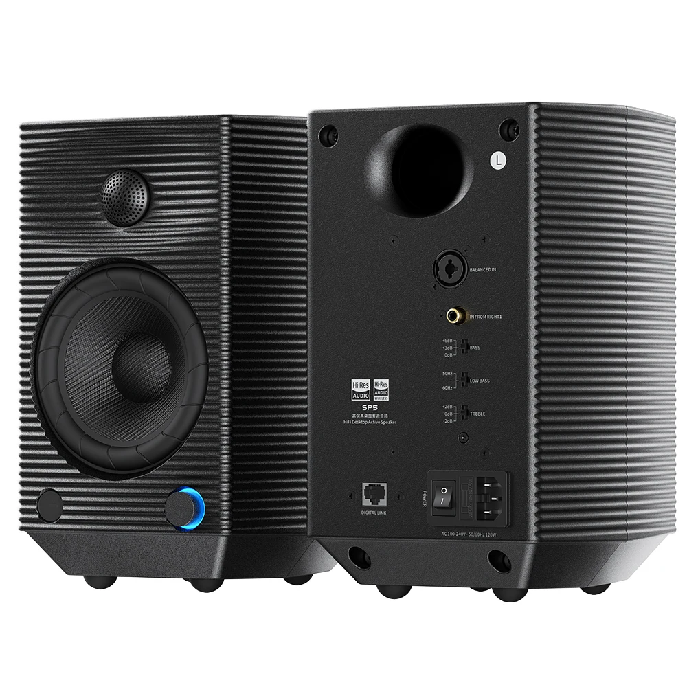 FiiO SP5 HiFi Active Desktop Speaker Computer Subwoofer 120W Stereo Speakers Home Music System with AUX XLR USB RCA