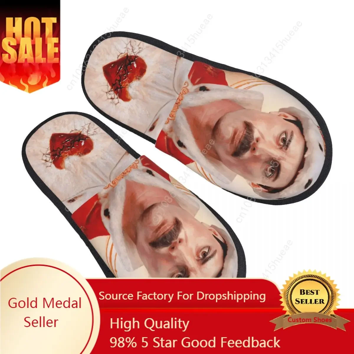 Saint Freddie Mercury House Slippers Women Comfy Memory Foam British Singer Slip On Bedroom Slipper Shoes