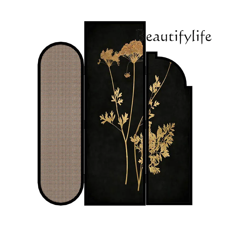 

French medieval gold branch screen partition living room entrance bedroom shelter solid wood rattan folding screen