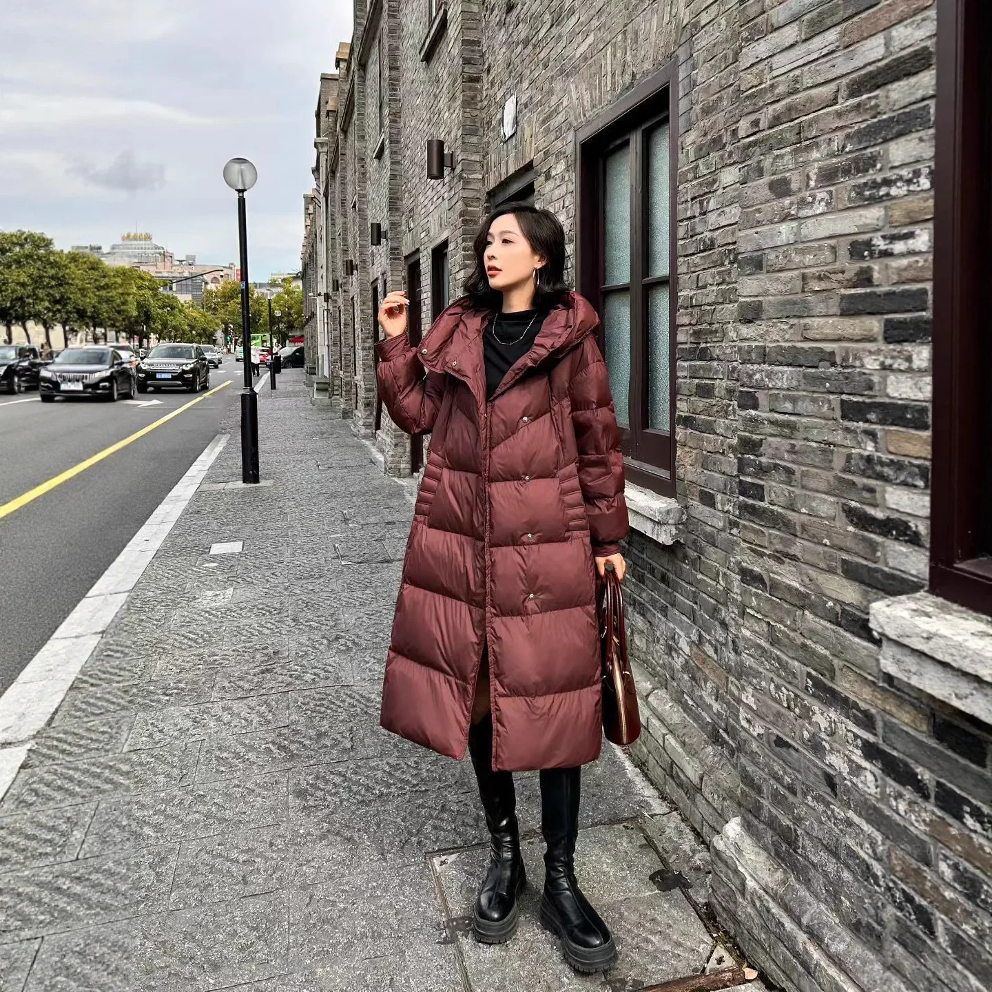 Nueva chaqueta de invierno para mujer, Parkas de plumón de ganso cálidas con capucha para ir al trabajo