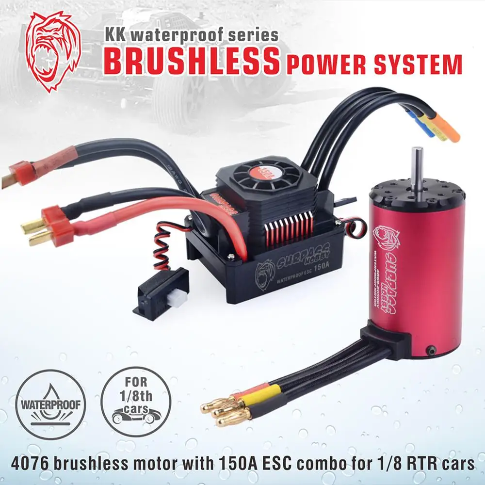 تجاوز هواية KK 1/8 RC الانجراف سباق السيارات فرش السيارات كومبو 4076 2000KV 2250KV مع 120A 180A ESC محرك عالي السرعة مقاوم للماء #4