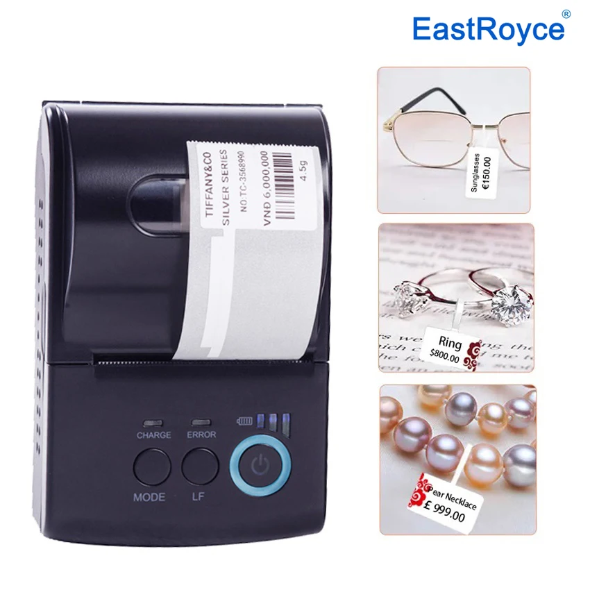 Mini Wireless Label Printer 58mm Portable Thermal Sticker Printer Fast Printing Price Tag for Clothing Store