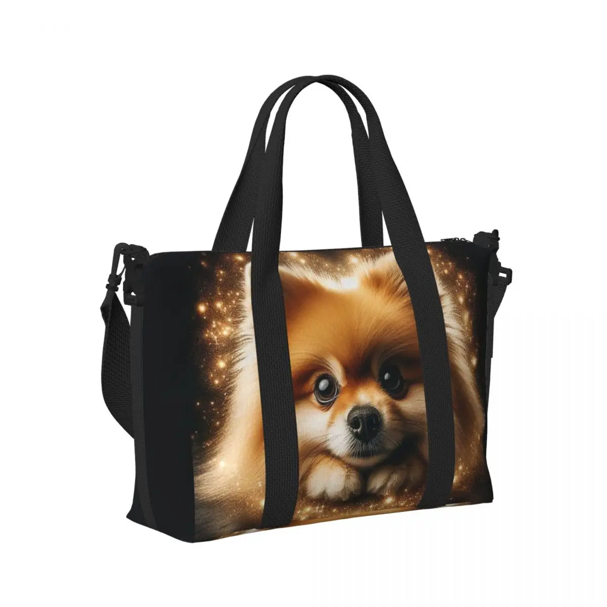 

Pomeranian Puppy Spitz Pom Dog Beach Travel Bag Large Capacity Tote Bags for Gym Yoga Women Shopping Duffle Shoulder Bag