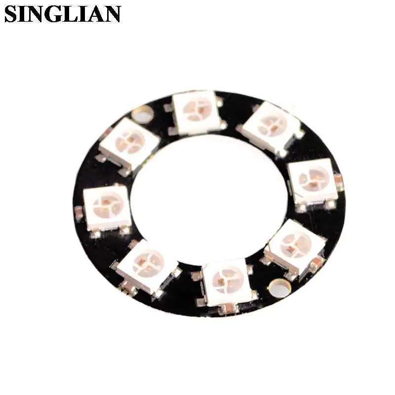 10pcs 8-Bit WS2812 5050 RGB LED Light Built-in Full Colored Drive Intelligent Development Board Round Ring Module 8LED Lamp Bead