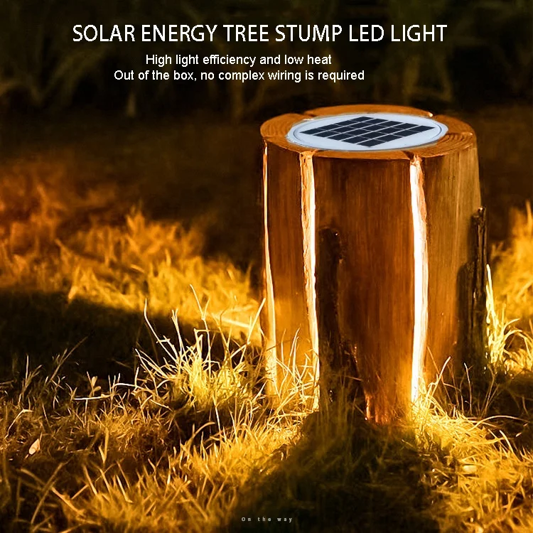 Solar Garden Lamp Outdoor Waterproof Park Landscape Design Simulation Stump Lamp Tree Stump Garden Decorative Lawn Lamp