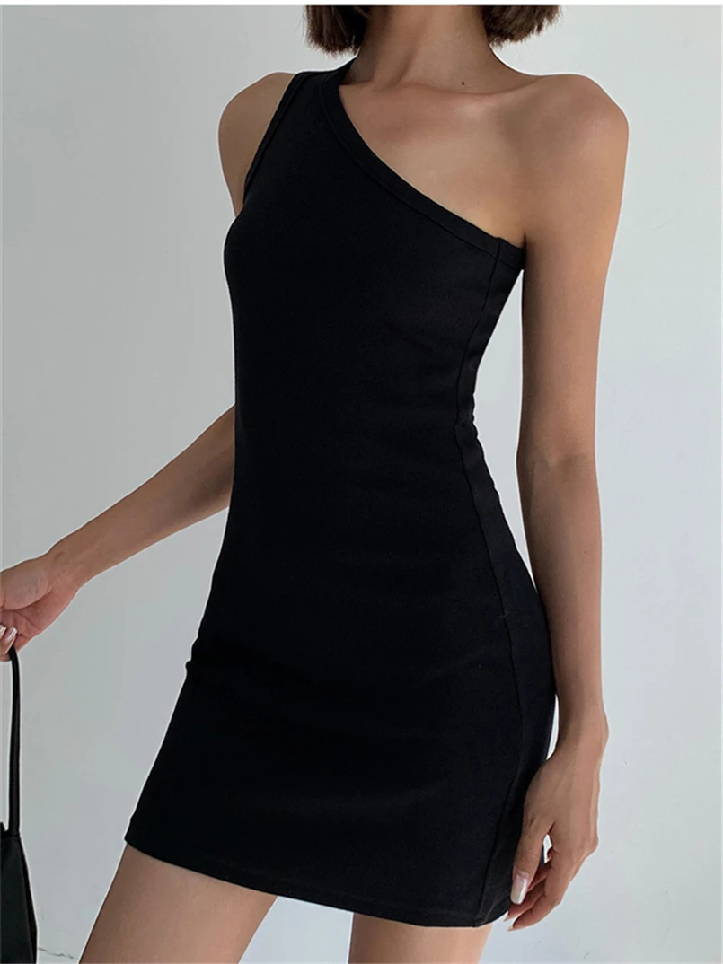 Eine Schulter, ärmellos, neues Club-Party-Sexy-Kleid, Vestidos, 2022, Sommermantel, Mini-Abschlussballkleid, Damen, elegante Y2K-Kleidung