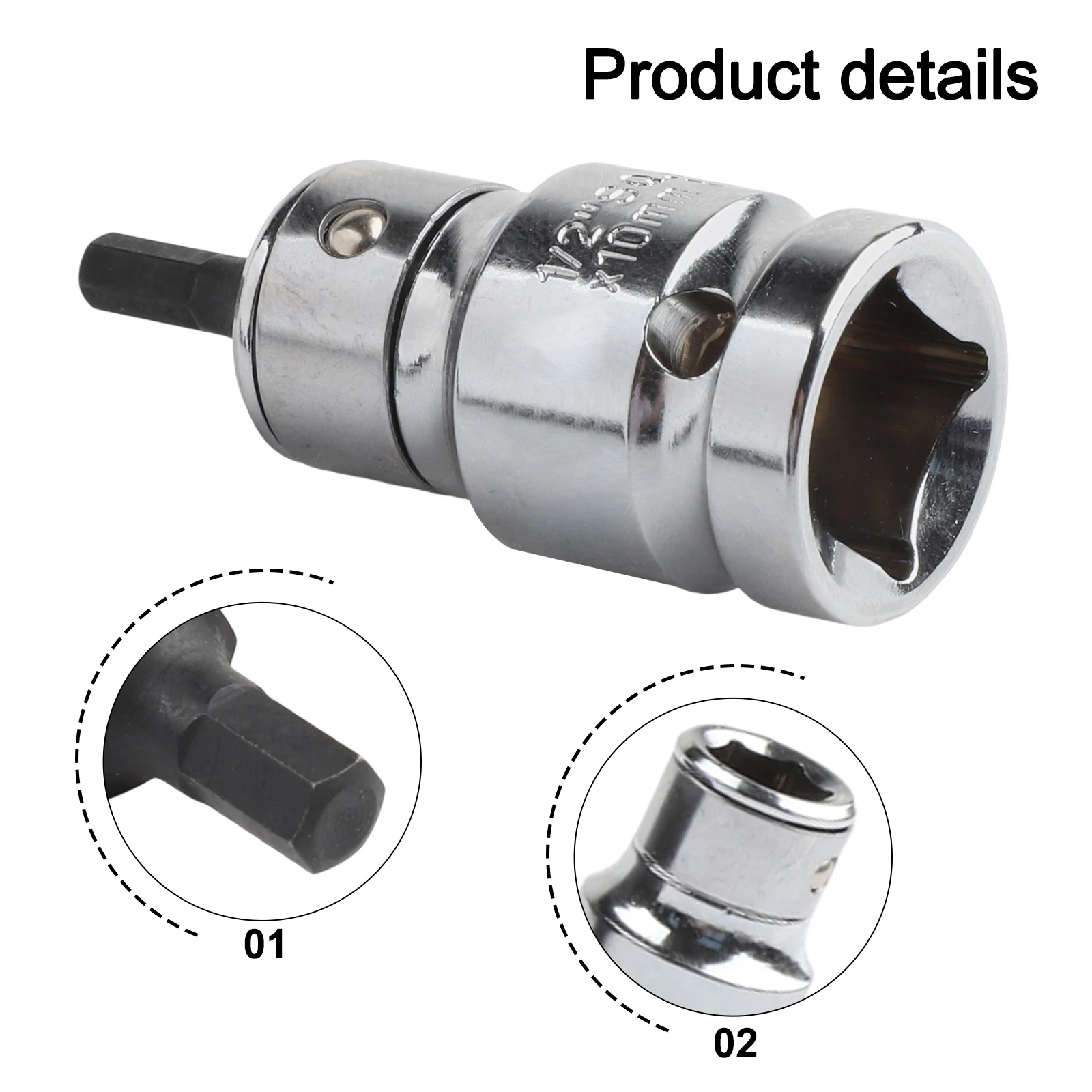 Vanadium Steel Hex Bit Socket Set 14pcs with 1/2 Inch Drive Adapter for Ratchet Wrench Suitable for Mechanical Maintenance