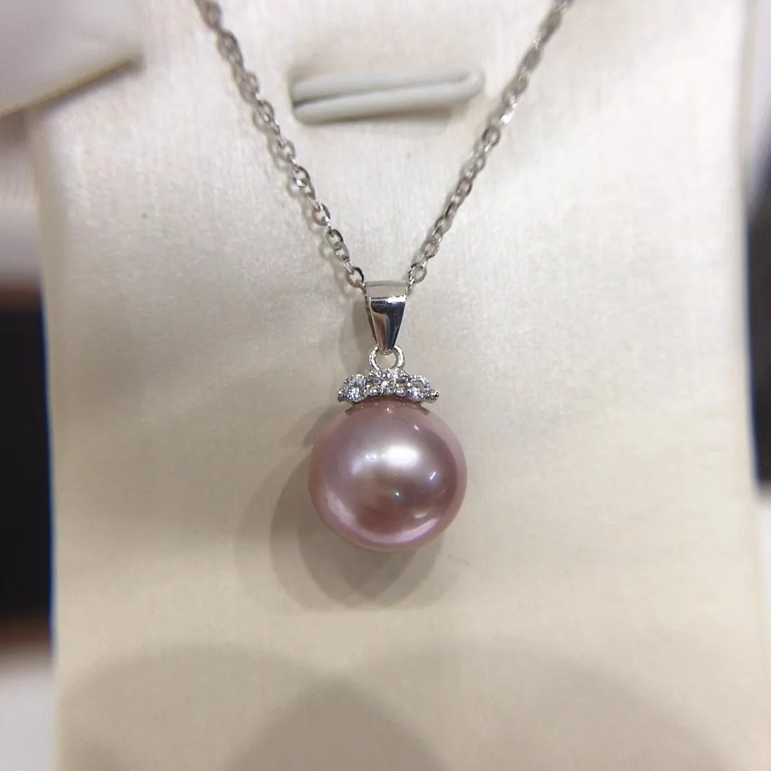 Natural Pearl AAAA9-10mm Fashionable Nanhai Pearl Pendant Necklace Pendant 45cm/925
