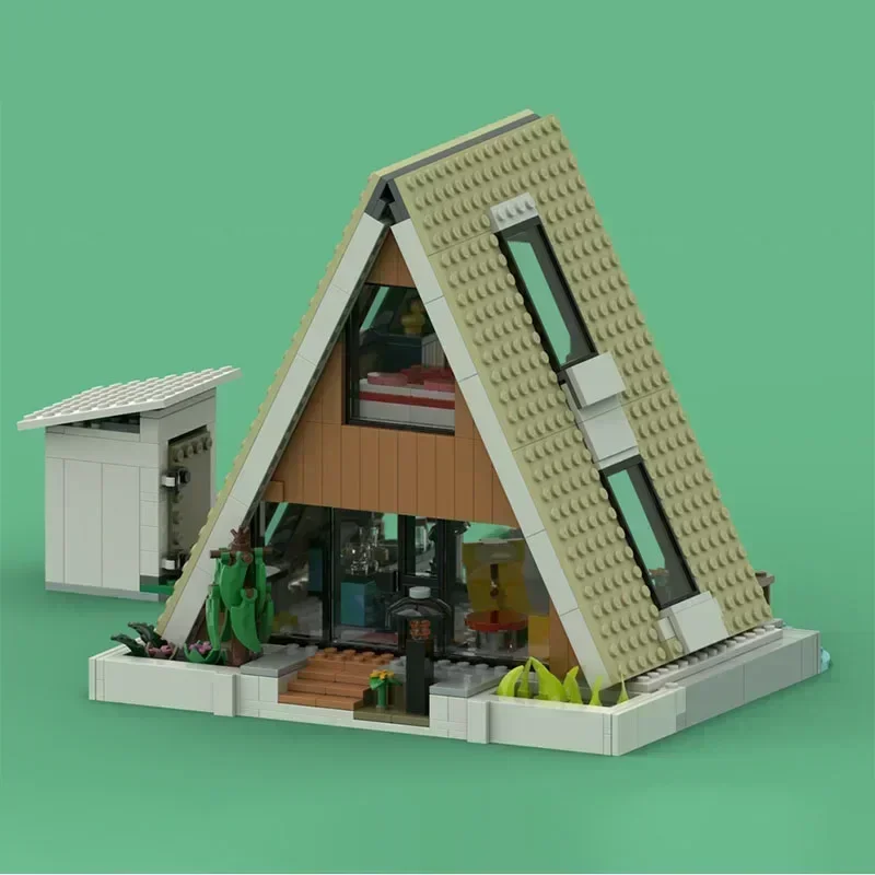 Street View Model MOC Building Brick A-shaped Small Single Apartment Modular Technology Gifts Holiday Assemble Children Toy Suit