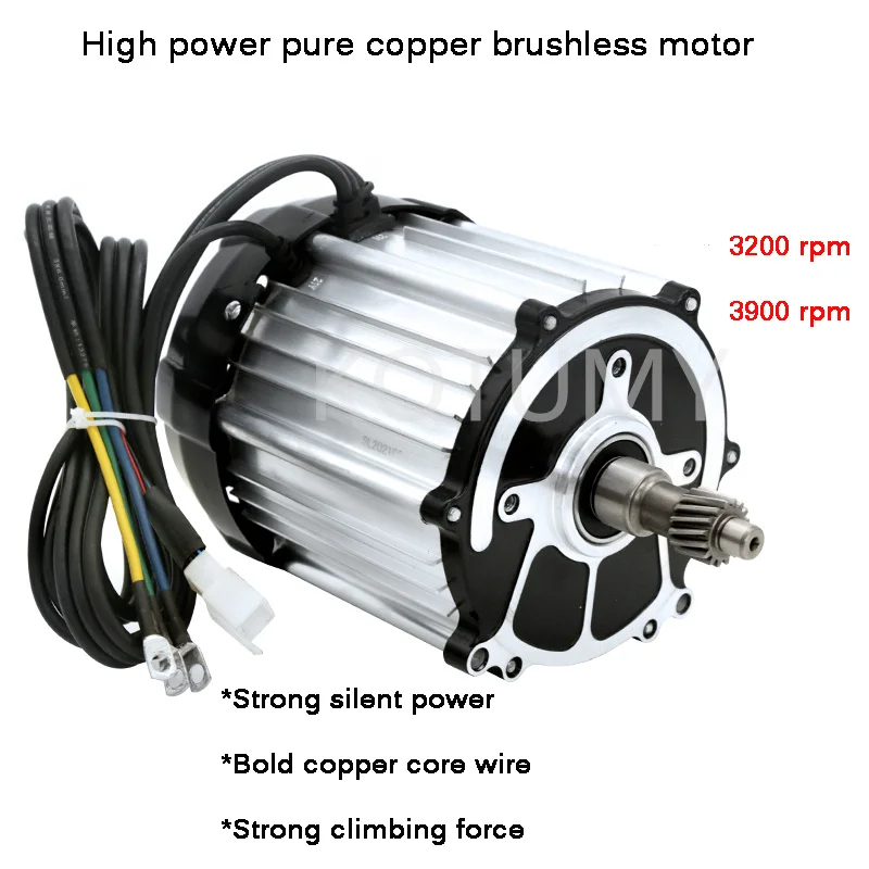 Imagem -04 - Motor Diferencial sem Escova do Triciclo Elétrico Alta Velocidade 48v 60v 72v 1500w 1800w 3200rpm 3900rpm