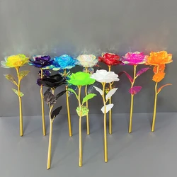 Love Valentine's Day 24K Gold Plated Rose Mini Crystal Rose Flower New Year Wedding Favors And Souvenirs Gift Table Decor