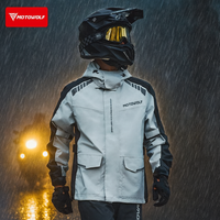 Motowolf Reflective Motorcycle Rain Jacket Waterproof Cycling Hiking Raincoat Lightweight Commuting Motorcycle Rainwear for Men