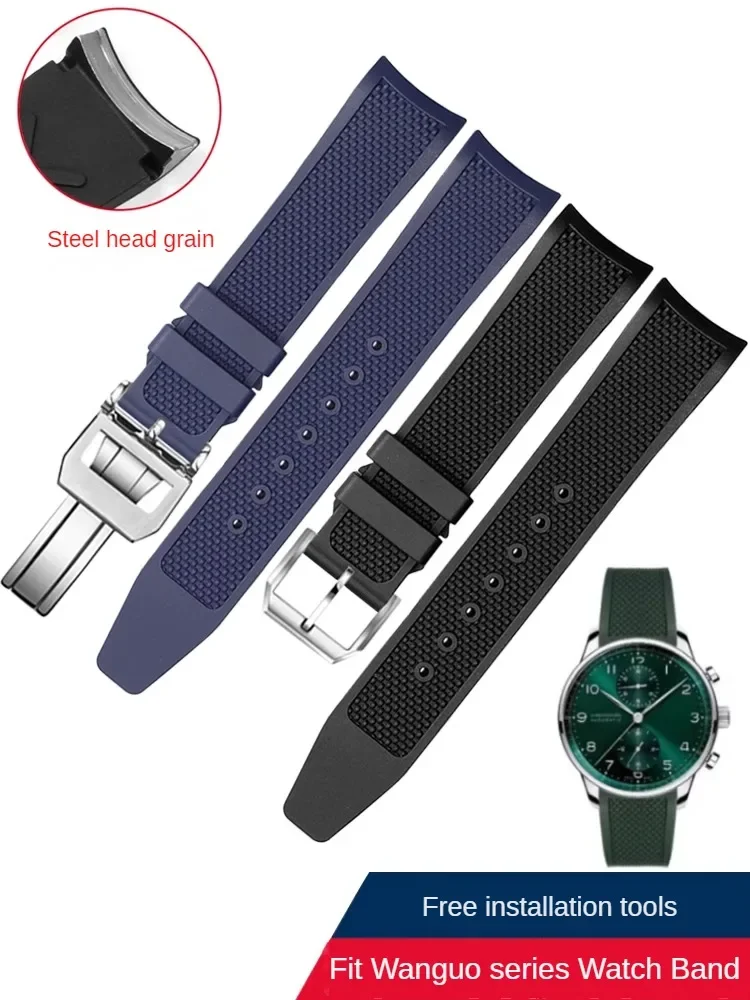 Alternative I-W-C Green Sea King Portuguese Chronograph IW358312 IW371607 Fluorororubber Watch Strap