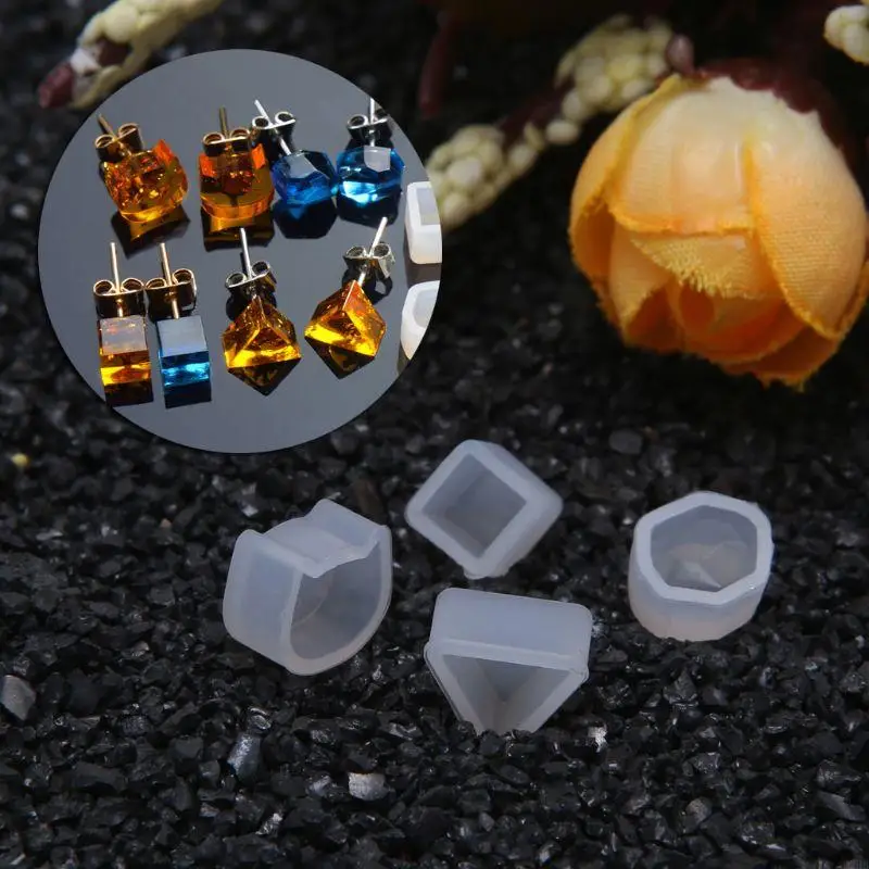 J2HB for Creative Earrings Resin Mold Multi-piece Small Earrings Making Mould DIY Crystal Epoxy Silicone Mold Jewelry