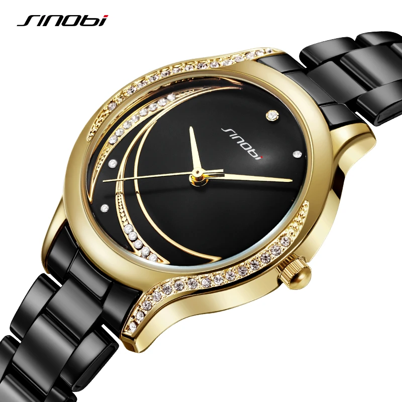 SINOBI Top Luxury Ladies Watch Original Design Diamond Woman\'s Quartz Wristwatches Gifts Clock for Wife Female Hot Sales Watches