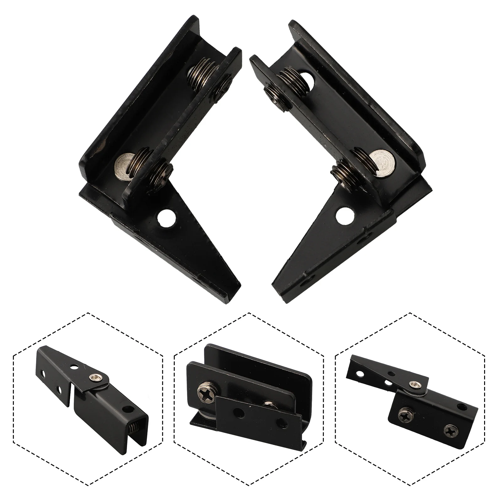 مفصل باب زجاجي غير مثقوب قطعتان من حامل جانبي من الفولاذ المقاوم للصدأ للخزائن الزجاجية مع تركيب آمن قابل للتعديل