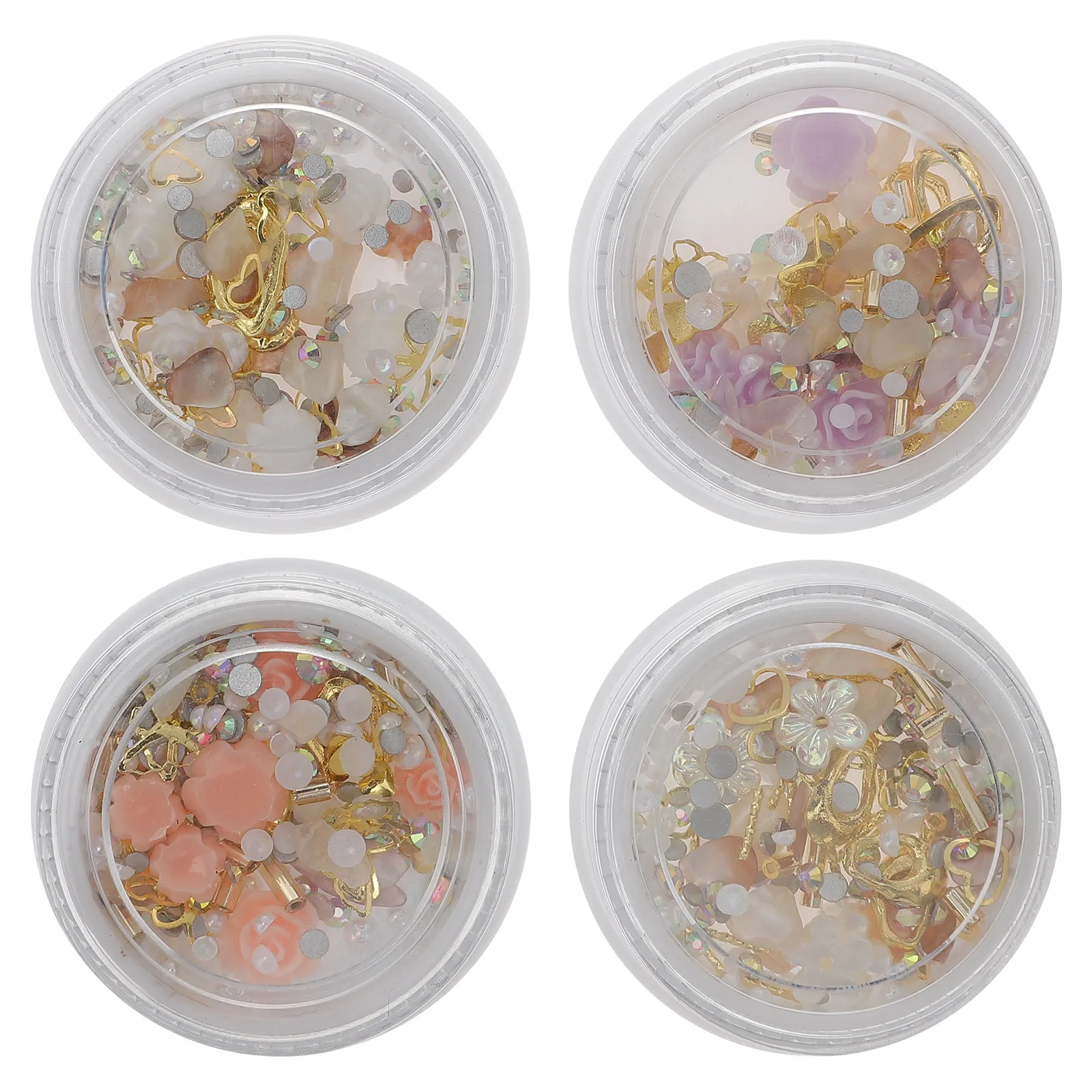 

4 Boxes Rose Flower Nail Art Charms Zinc Alloy 3D Nail Decor for DIY Manicure Acrylic Nails Mobile Phone Case Invitation