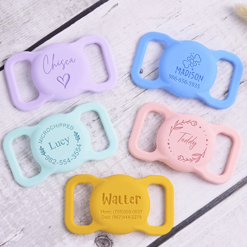Benutzerdefinierte Airtag Hülle Hund Katze Halsband GPS Finder Bunte leuchtende schützende Silikonhülle Personalisierte Air Tag Tracker Hülle – Detail 3