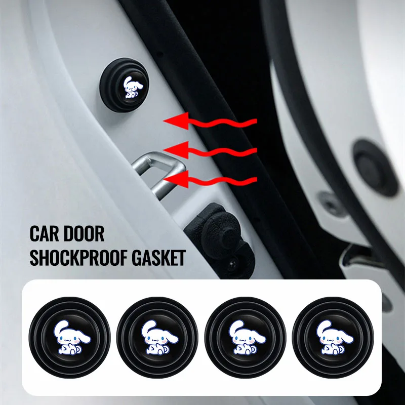 Sanrio Cinnamoroll Car Door Shockproof Gasket Shock Absorbing Buffer Pad Auto Sticker Accessories For Tesla FIAT Chrysler Lexus