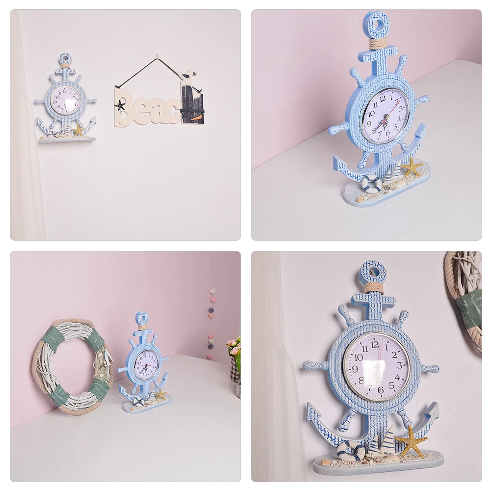 

Mediterranean Style Wooden Wall Clock Hanging Decor For Living Room Home Office Premium Nautical Clock Mediterranean