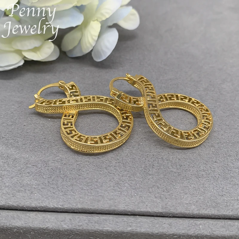 Pendientes de aro chapados en oro de 18K para mujer, aretes de gota Vintage de cobre, regalos de boda para fiesta, conjuntos de joyas africanas italianas originales