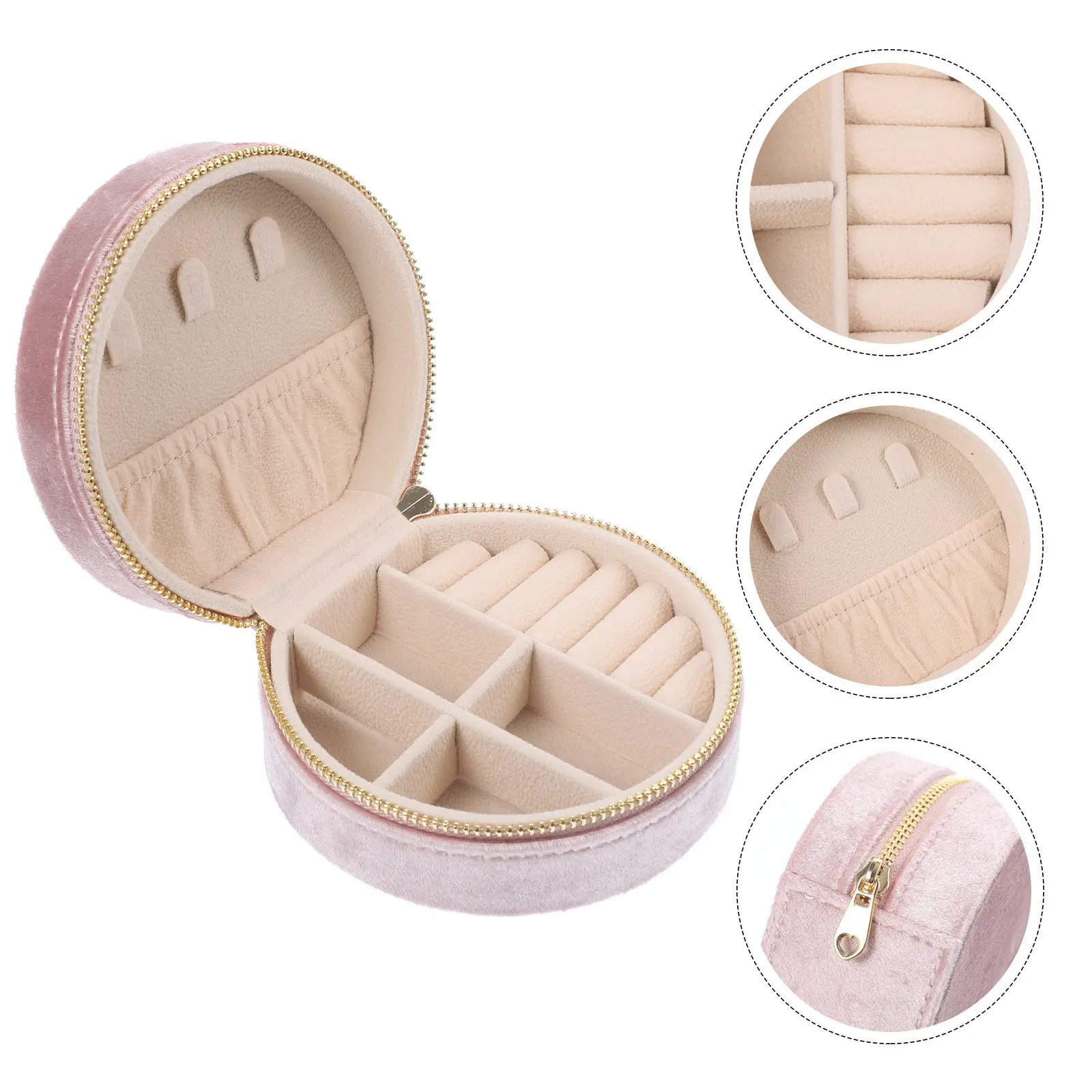 

Круглая шкатулка для украшений, маленький дорожный футляр для ювелирных изделий, портативный органайзер для ожерелий, серег, браслетов, колец, подвесок, компактное решение для подарка