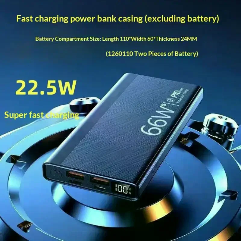 1 Set Quick Charge DIY Power Bank Case Electronic Kit 1260110 PD22.5W Battery Storage Box Accessories