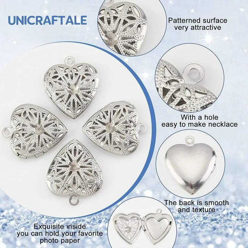 NBEADS 1-5PCS 304 Stainless Steel Photo Frame Charms Locket Pendants For Necklaces Women Men Memorial Jewelry