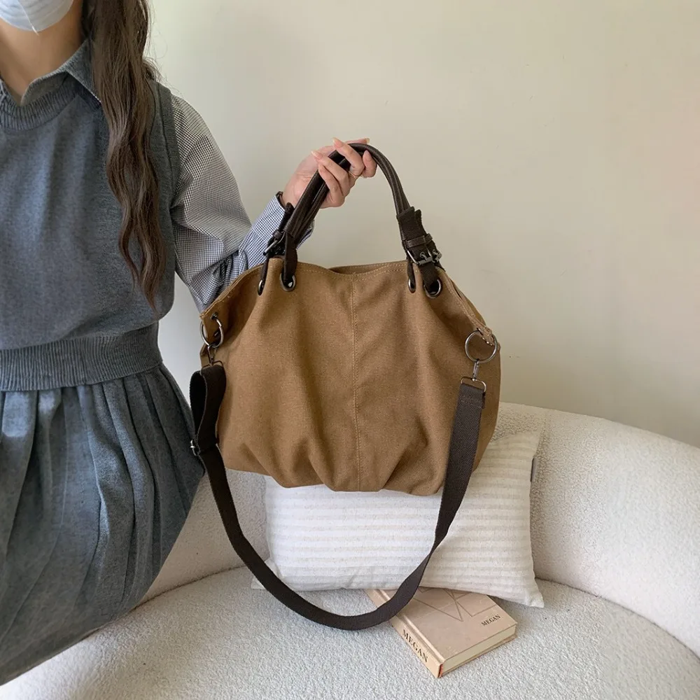 

Винтажная японская холщовая рабочая сумка-тоут, многофункциональная сумка через плечо большой емкости для студенческой пригородной сумки