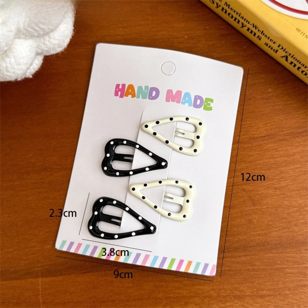 4pcs/set Fashion Black White Dot Hair Clips Cute Sweet Hairpin Geometric Barrettes for Girls